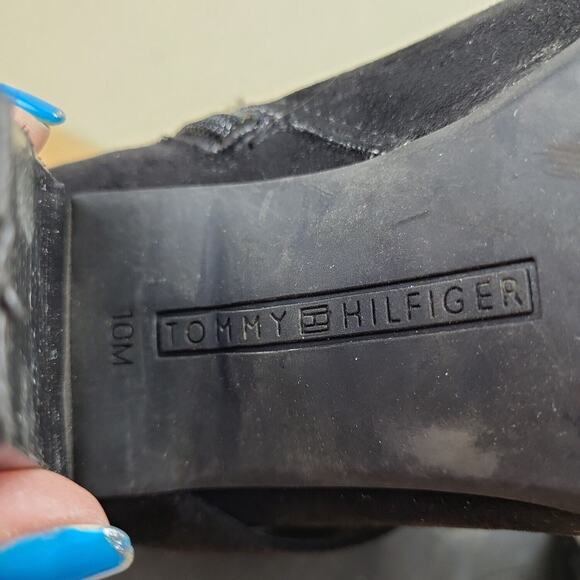 Tommy Hilfiger Womens Black Leather Block Heel Side Zip Ankle Booties Size 10 M - Picture 6 of 6